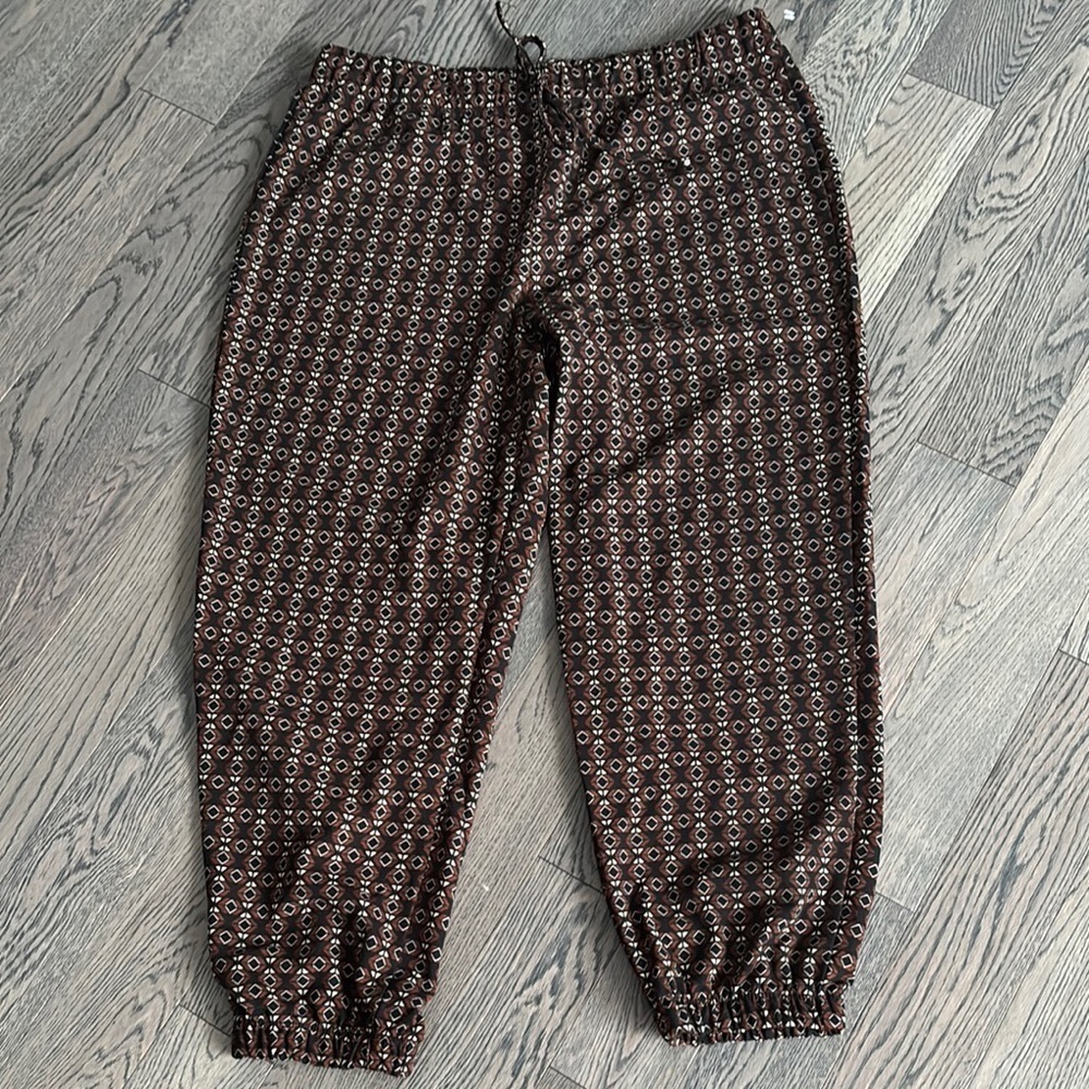 Monogram Brown Patterned drawstrings Jogger Pants Sz XL - Picture 4 of 10